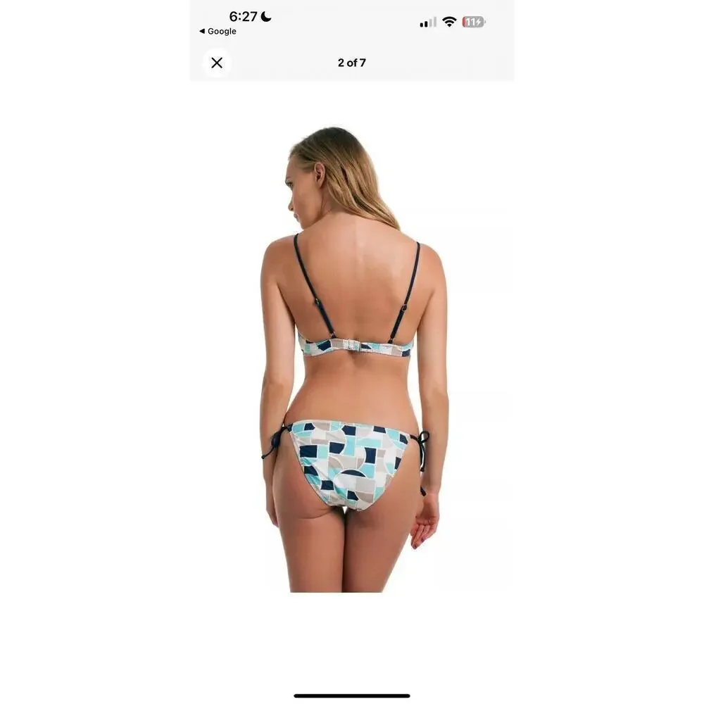 Trina Turk Disco Deco Ring Bralette Top & Tie Bottom Swimsuit Bikini Set